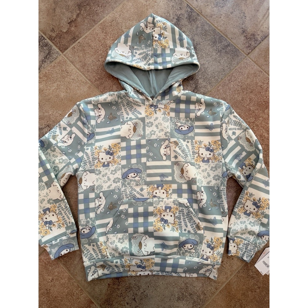 Girls' Hello Kitty & Friends Patchwork Oversized Fleece Sweatshirt Large NWT